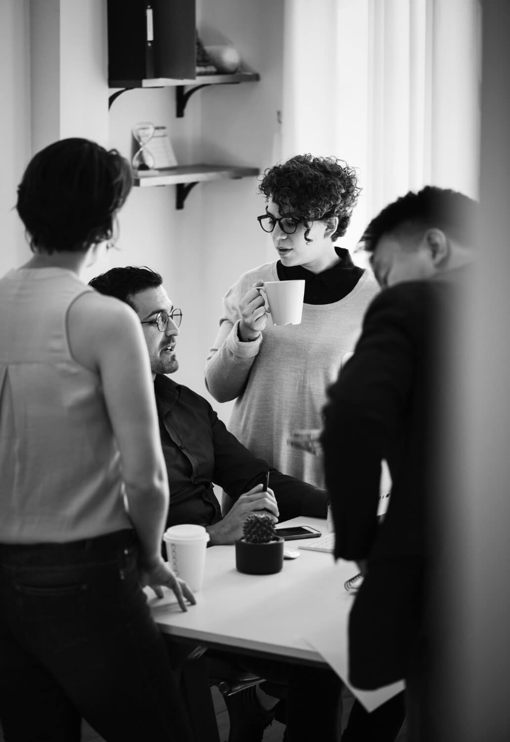 Team discussion in office